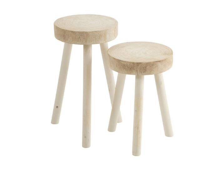 J-line Sitzhocker Hocker aus Paulowniaholz weiß (2er Set) von OTTO