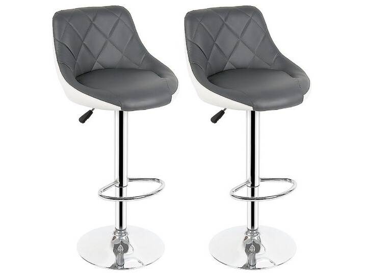 JEOBEST Barhocker (2er Set), Barstuhl mit Fußstütze Höhenverstellbar Kunstleder, 360°Drehbar, grau, Grau-Weiß von OTTO