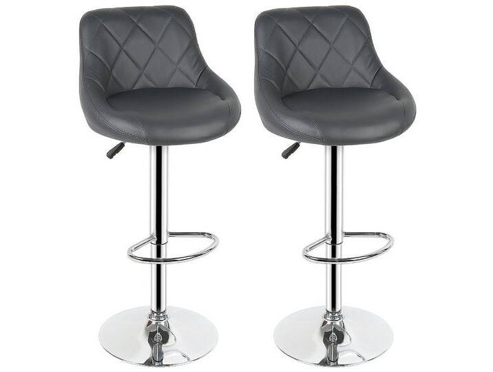 JEOBEST Barhocker (2er Set), Barstuhl mit Fußstütze Höhenverstellbar Kunstleder, 360°Drehbar, grau, Grau von OTTO