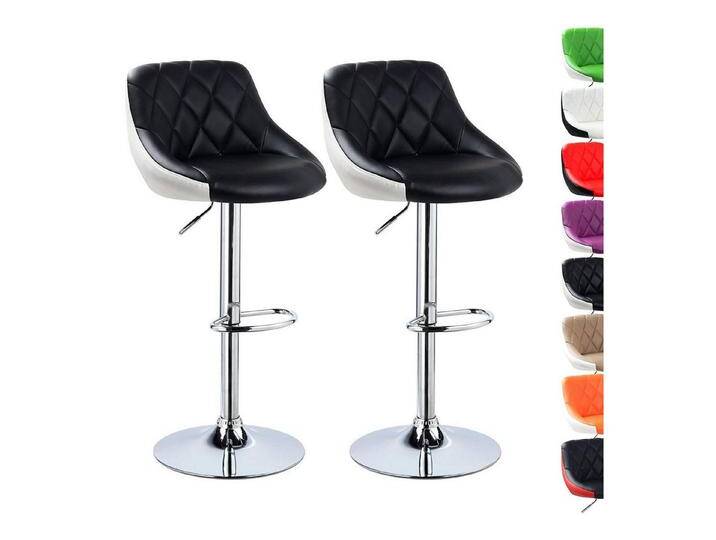 JEOBEST Barhocker (2er Set), Barstuhl mit Fußstütze Höhenverstellbar Kunstleder, 360°Drehbar, schwarz, Schwarz-Weiß von OTTO
