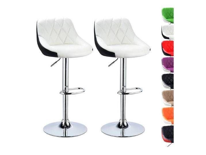JEOBEST Barhocker (2er Set), Barstuhl mit Fußstütze Höhenverstellbar Kunstleder, 360°Drehbar, schwarz weiß, Weiß-Schwarz von OTTO
