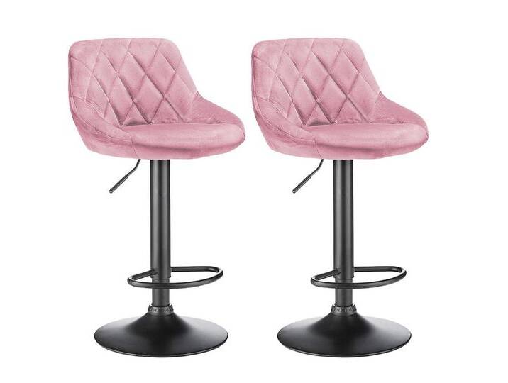 JEOBEST Barhocker Barstühle Bistrohocker Samt Gepolsterte Sitzfläche Höhenverstellbar (2er set), mit Rückenlehne Fußstütze, 360° Drehstuhl, Rosa von OTTO
