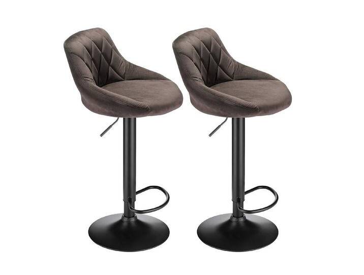 JEOBEST Barhocker Barstühle Bistrohocker Samt Gepolsterte Sitzfläche Höhenverstellbar (2er set), mit Rückenlehne Fußstütze, 360° Drehstuhl, braun von OTTO