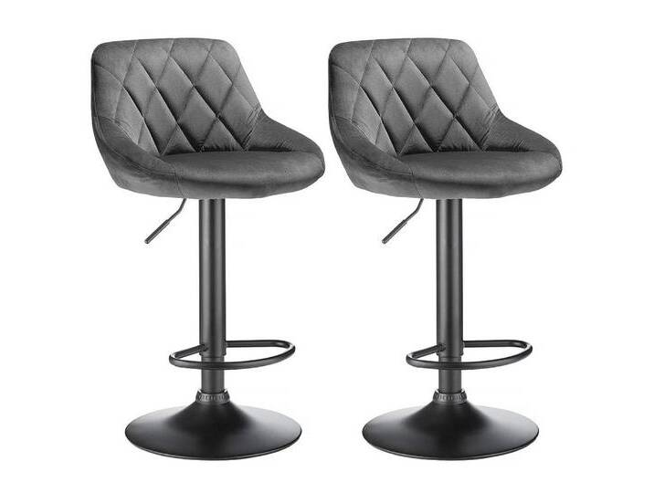 JEOBEST Barhocker Barstühle Bistrohocker Samt Gepolsterte Sitzfläche Höhenverstellbar (2er set), mit Rückenlehne Fußstütze, 360° Drehstuhl, grau von OTTO
