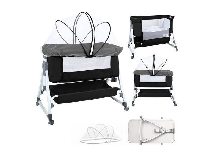 JEOBEST Beistellbett 3 in 1 Babybett, Schaukelmodus, mit atmungsaktivem Netz und Laken, mit Rollen Kinderbett, 6-Fach Höhenverstellung, Moskitonetz, Lagerung von OTTO
