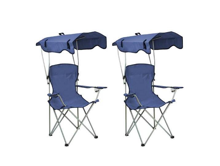 JEOBEST Campingstuhl Klappstuhl Camping Garten Balkon Strand, mit Dach, (2er-Set), Gartenstuhl mit Getränkehalter & Tragetasche, blau, Blau von OTTO