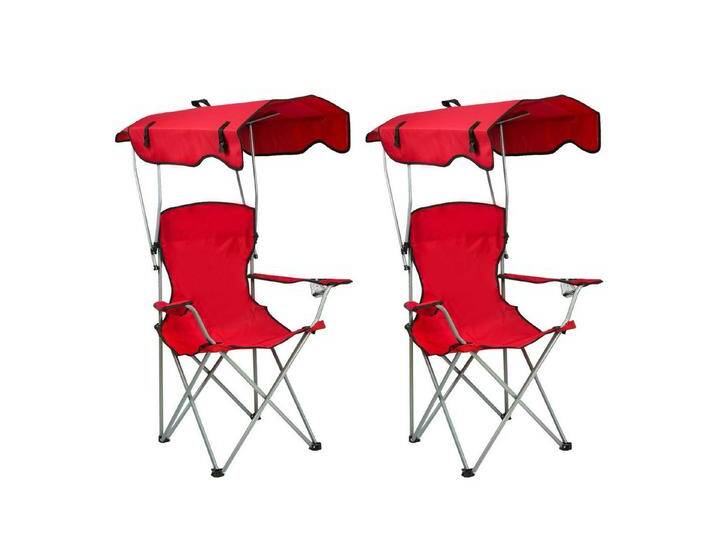 JEOBEST Campingstuhl Klappstuhl Camping Garten Balkon Strand, mit Dach, (2er-Set), Gartenstuhl mit Getränkehalter & Tragetasche, rot, Rot von OTTO
