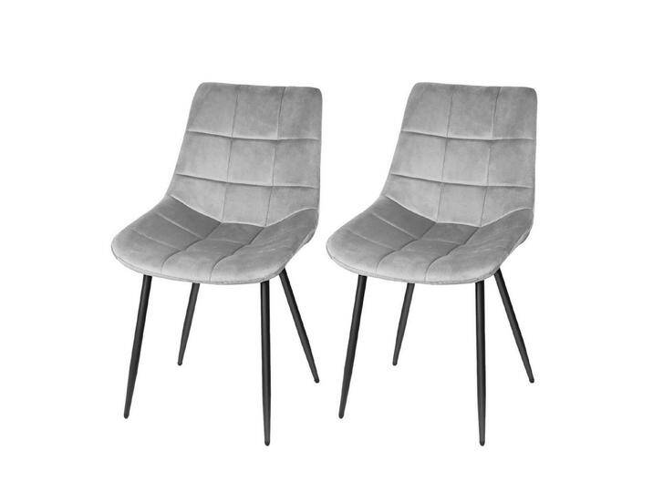 JEOBEST Esszimmerstuhl Küchenstuhl, Design Stuhl, gepolstert, mit Samt, Metallbeine, 2er Set, grau, Hellgrau von OTTO