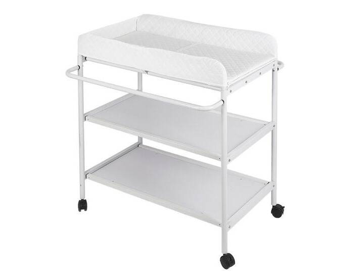JEOBEST Wickeltisch Baby Wickelregal Weiß Baby Wickeltisch mit Rädern, mit Wickelauflage, Sicherheitsgurt und 2 Ablagefächern, weiß von OTTO