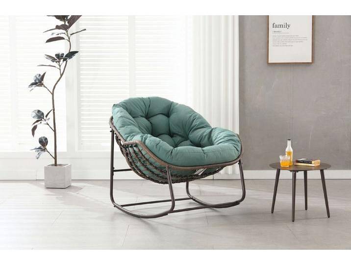 JOIVI Schaukelstuhl Rattansessel,Schaukelsessel, Wohnzimmersessel, Getell aus Stahl, für Wohnzimmer, Flur, Garten, Terrasse, grün, Grün JOIVI Schaukelstuhl Rattansessel,Schaukelsessel, Wohnzimmersessel, Getell aus Stahl, für Wohnzimmer, Flur, Garten, Terrasse, grün, Grün von OTTO