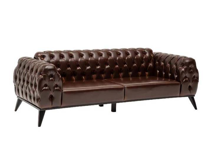 JVmoebel 3-Sitzer Chesterfield Dreisitzer Sofa Braun Kunstleder 230cm Relax Couch, 1 Teile, Made in Europe, braun von OTTO
