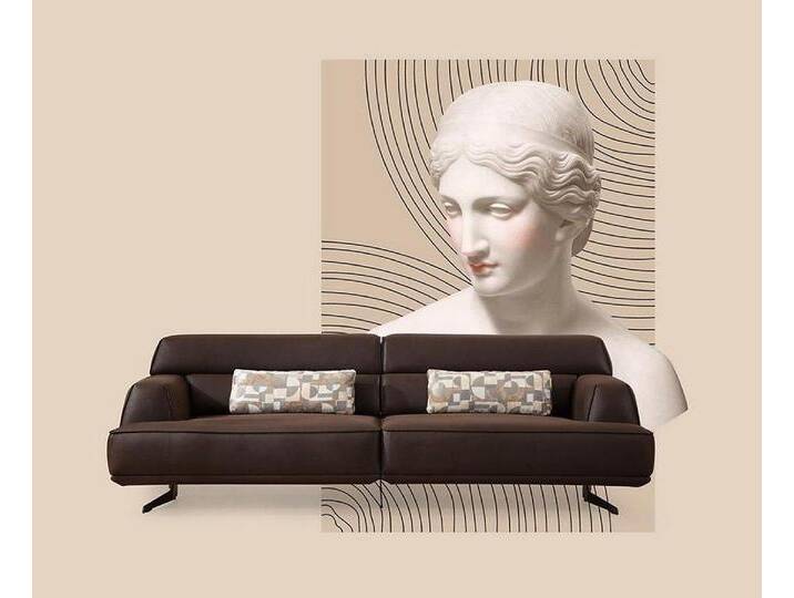 JVmoebel 3-Sitzer Designer Dreisitzer Sofa Couch aus Stoff und Leder, Neu 1 Stück, 1 Teile, Made in Europa, braun von OTTO