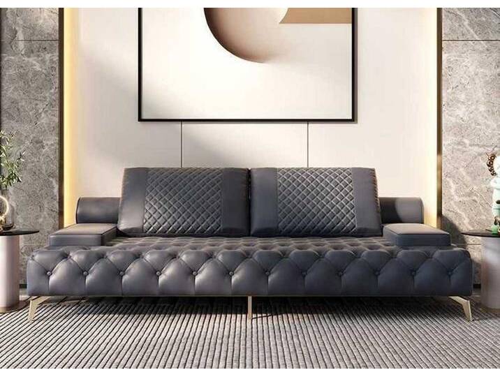 JVmoebel 3-Sitzer Sofa 3 Sitzer Möbel Leder Dreisitzer Sofas Wohnzimmer Stil 3er, 1 Teile, Made in Europa, grau von OTTO