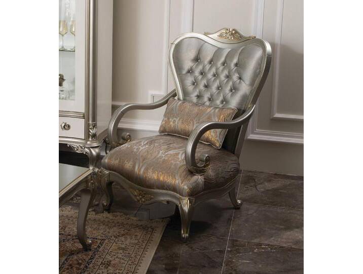 JVmoebel Armlehnstuhl Chesterfield Sessel im französischen Stil – Eleganter Einzelstuhl, Made in Europa, silberfarben JVmoebel Armlehnstuhl Chesterfield Sessel im französischen Stil – Eleganter Einzelstuhl, Made in Europa, silberfarben von OTTO