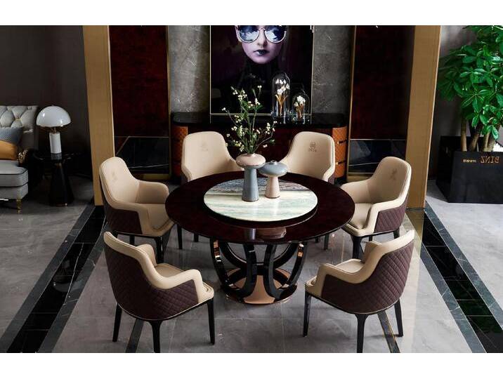 JVmoebel Armlehnstuhl Gruppe Ess Tisch Sitz Wohn Zimmer Garnitur Tische Polster Holz Stuhl, Made in Europa, braun von OTTO