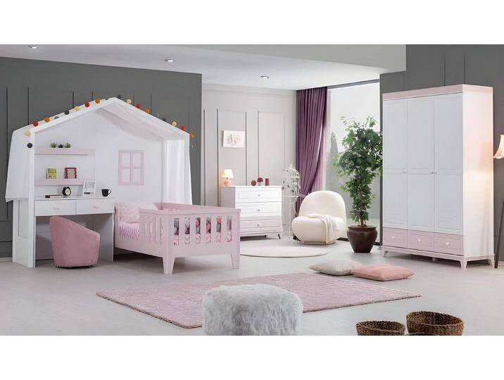 JVmoebel Babymöbel-Set Modernes Kinderzimmer Set: Bett, Schreibtisch, Kommode, Schrank, (4-tlg., Bett mit Schreibtisch + Kommode + Kleiderschrank) von OTTO