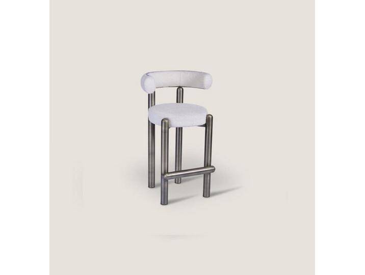 JVmoebel Barhocker Luxuriöser weißer Barhocker mit Edelstahlfüßen - Designerstück (1 St., 1x nur Barhocker), Made in Europa, weiß von OTTO