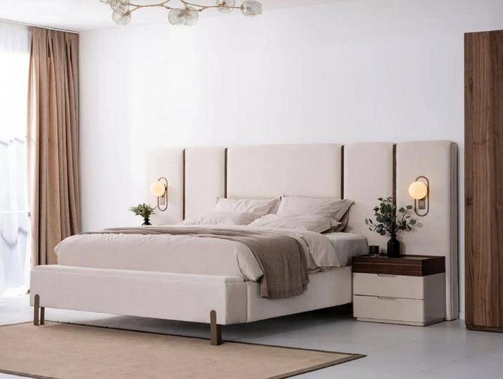 JVmoebel Schlafzimmer-Set Exklusives Schlafzimmer Set Designer Polster Bett 2x Nachttische 3tlg, (2tlg. Schlafzimmer Set (Bett + 2x Nachttische) von OTTO