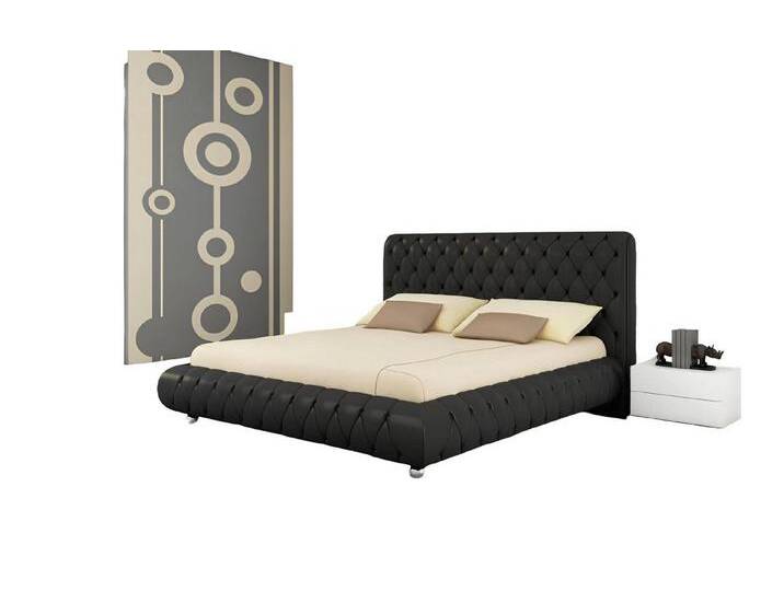 JVmoebel Bett Wasserbett Komplett Lederbett Polsterbett mit Matratze Chesterfield (WASSERBETT BETT BETTEN - CRYSTAL), Made in Europa, schwarz, Schwarz von OTTO