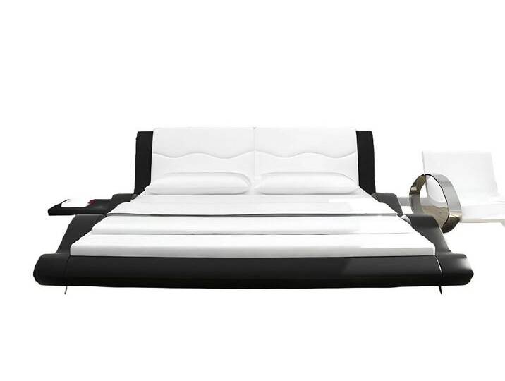 JVmoebel Bett Wasserbett Komplett Lederbett Polsterbett mit Matratze Neu MORSKIE (Wasserbett Bett Betten - MORSKIE), Made in Europa, schwarz weiß von OTTO
