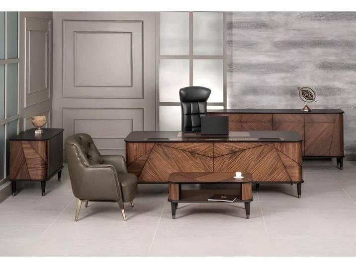 JVmoebel Büromöbel-Set Designer Büro Arbeit Zimmer Set Schreibtisch Stuhl Komplett Set Möbel, (5-tlg., 5 tlg.BÜRO SET (Schreibtisch+Stuhl+Couchtisch+Konsole+Sessel) von OTTO