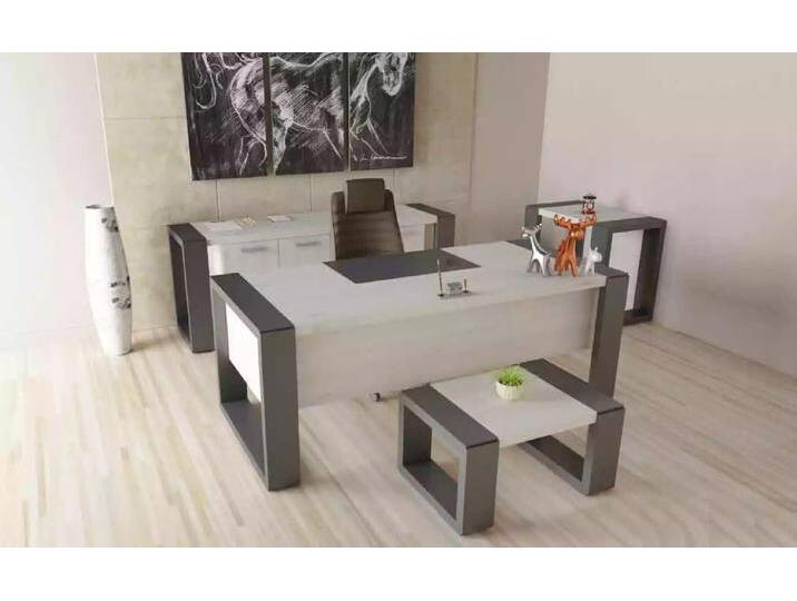 JVmoebel Büromöbel-Set Graue Büroeinrichtung: Schreibtisch, Aktenschrank, Kommode & Tisch, (4-tlg., Schreibtisch/Couchtisch/Kommode/Konsolentisch) von OTTO