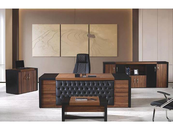 JVmoebel Büromöbel-Set Holz Schreibtisch Set 4-teilig in Braun für Ihr Büro, (4-tlg., 1x Bürotisch + 1x Kommode + 1x Couchtisch + 1x Schrank ohne Sessel) von OTTO