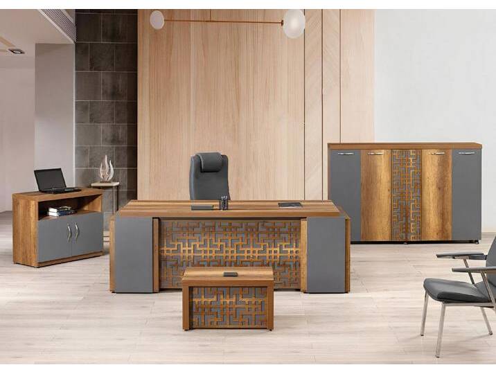 JVmoebel Büromöbel-Set Holz Schreibtisch Set 4-teiliges Büro Möbel Braun, (4-tlg., 1x Bürotisch + 1x Kommode + 1x Couchtisch + 1x Schrank ohne Sessel) von OTTO