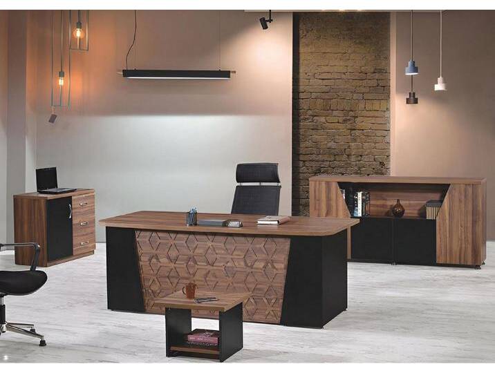 JVmoebel Büromöbel-Set Holz Schreibtisch Set 4-teiliges Büromöbel Komplettausstattung Braun, (3-tlg., 1x Bürotisch + 1x Couchtisch + 1x Kommode + 1x Schrank ohne Sessel) von OTTO