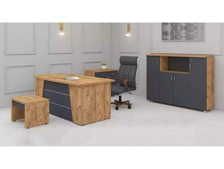 JVmoebel Büromöbel-Set Luxuriöses Büroeinrichtungsset für Ihr Arbeitszimmer, (4-tlg., Schreibtisch, Couchtisch, Beistelltisch, Schrank) von OTTO