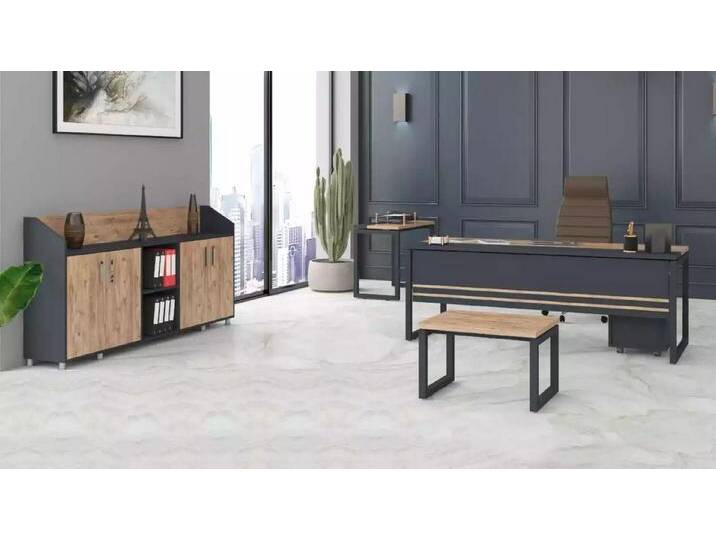 JVmoebel Büromöbel-Set Praktisches Büro Set mit Schreibtisch und Stauraum-System, (4-tlg., Schreibtisch, Couchtisch, Beistelltisch, Schrank) von OTTO