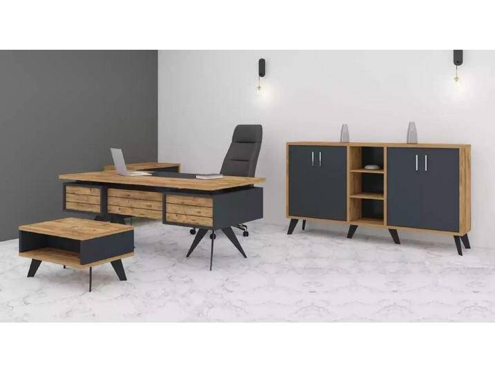 JVmoebel Büromöbel-Set Stilvolles Büromöbel Set für das große Arbeitszimmer, (4-tlg., Schreibtisch, Couchtisch, Beistelltisch, Schrank) von OTTO