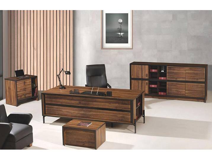 JVmoebel Büromöbel-Set Vollständige Möbel für das Arbeitszimmer - Schreibtisch in Braun, (4-tlg., 1x Bürotisch + 1x Kommode + 1x Couchtisch + 1x Schrank ohne Sessel) von OTTO