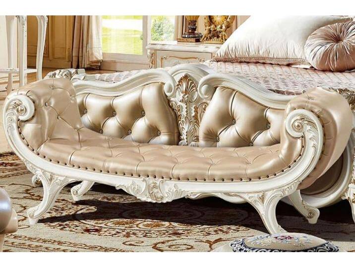 JVmoebel Chaiselongue Schlafzimmer Chaiselounge Hocker Ottomane Chesterfield Leder, Made in Europa, weiß von OTTO