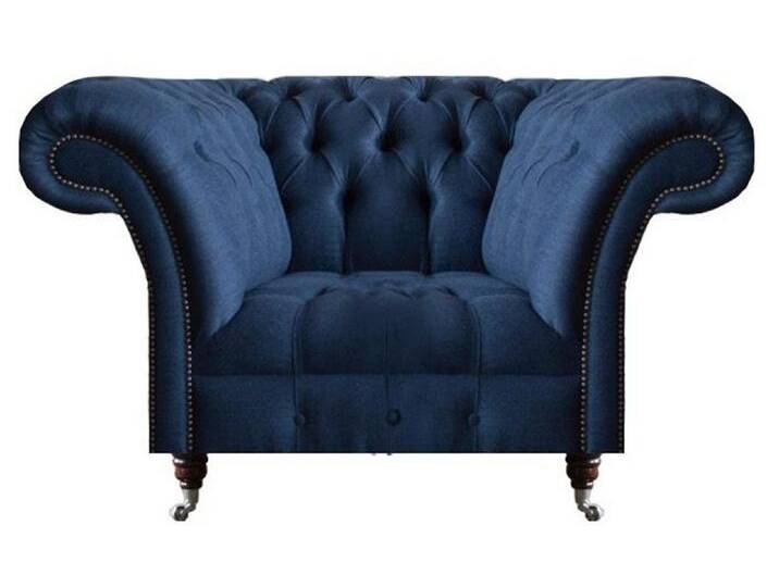 JVmoebel Chesterfield-Sessel Blauer Lehnsessel Chesterfield Wohnzimmer 1-Sitzer Edle Luxus (1-St., Sessel), Made in Europa, blau von OTTO