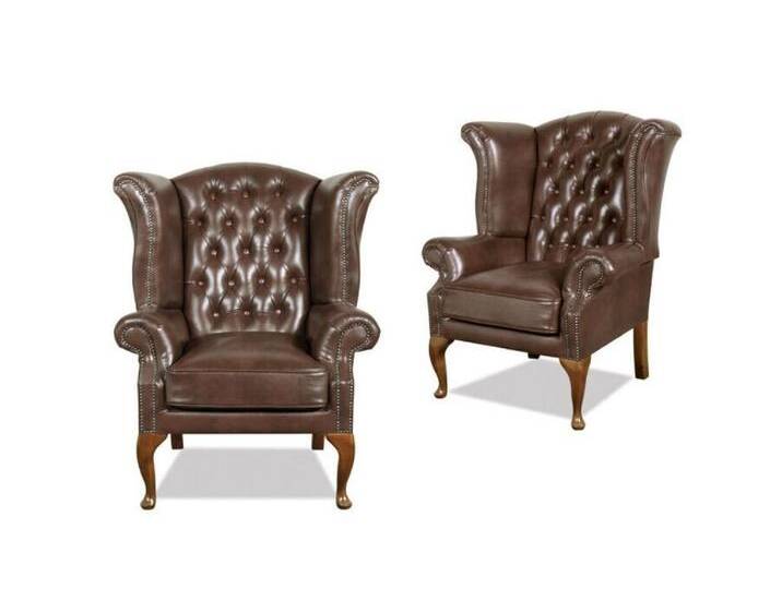 JVmoebel Chesterfield-Sessel Chesterfield Ohrensessel Queen Sessel Polster 100% Leder Sofort (Sessel), Made in Europa, braun von OTTO