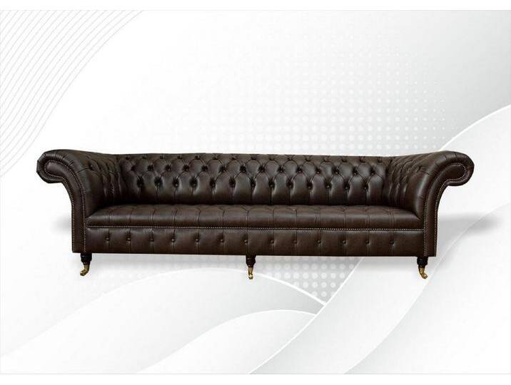 JVmoebel Chesterfield-Sofa Braune Dreisitzer Sofa Couch Polster Wohnzimmer Möbel Stoff Textil, Made in Europa, braun, Premium Kunstleder von OTTO