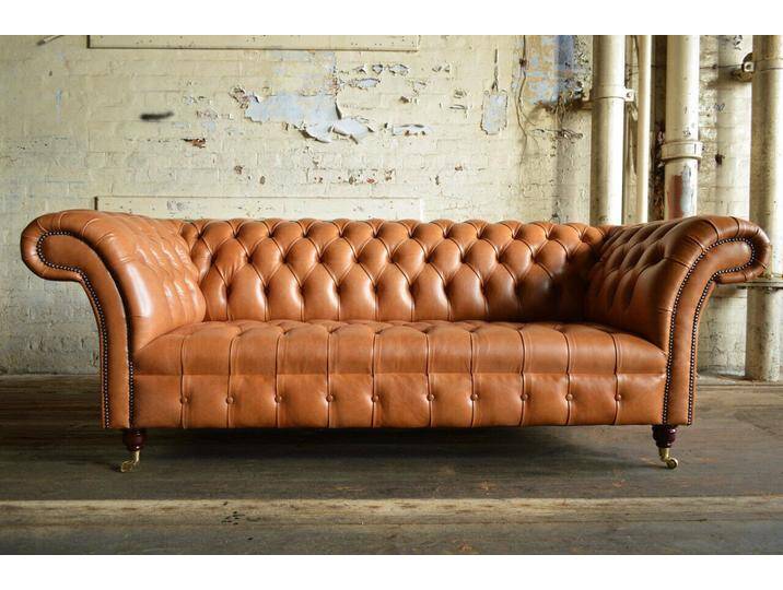 JVmoebel Chesterfield-Sofa Brauner Chesterfield Dreisitzer aus edlem Leder, Made in Europa, braun orange JVmoebel Chesterfield-Sofa Brauner Chesterfield Dreisitzer aus edlem Leder, Made in Europa, braun orange von OTTO