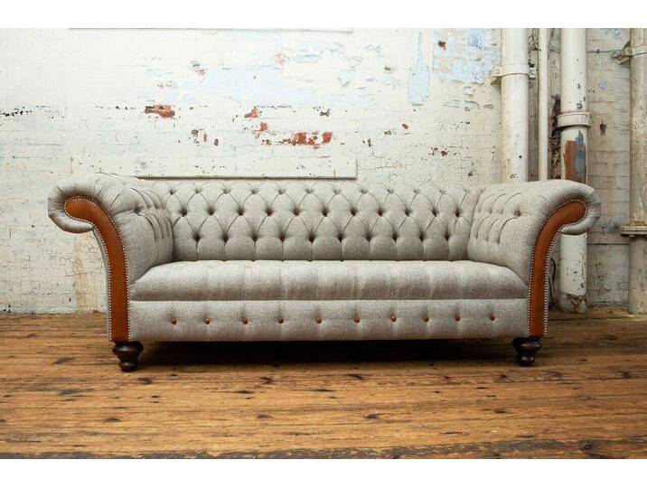 JVmoebel Chesterfield-Sofa Dreisitzer Couch Polster Design Sofa Moderne 3er Sitz Möbel 225cm, Made in Europa, beige, Premium Kunstleder von OTTO