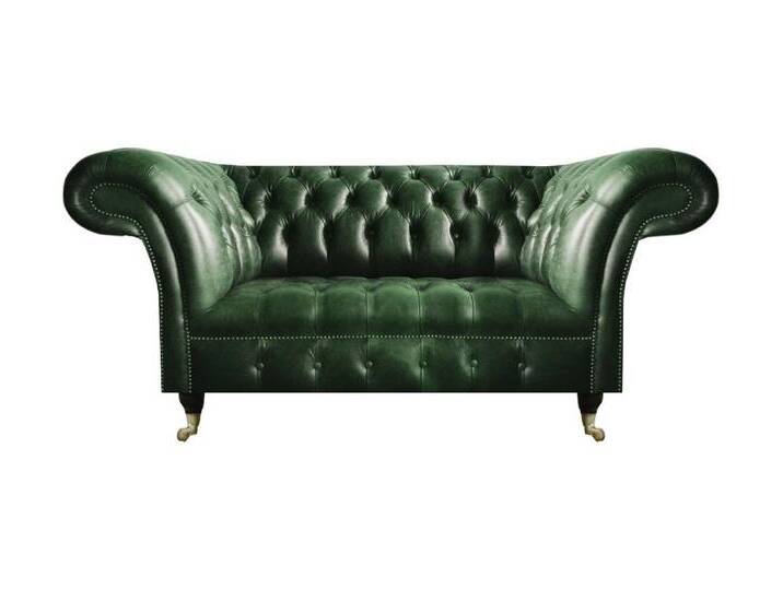 JVmoebel Chesterfield-Sofa Elegantes Grünes Leder-Sofa für das Wohnzimmer - Zweisitzer Couch, 1 Teile, Made in Europa, grün von OTTO
