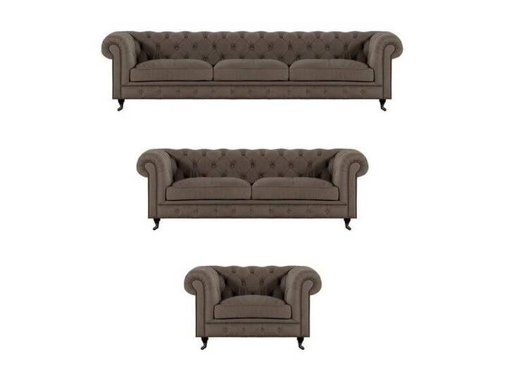 JVmoebel Chesterfield-Sofa Graue Chesterfield Sitzmöbel 3+2+1 Sofagarnitur, Made in Europa, grau von OTTO