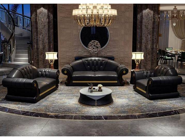 JVmoebel Chesterfield-Sofa Klassische Chesterfield Sofa Couch Garnitur Dreisitzer Leder 3 Sitzer, 1 Teile, Made in Europa, schwarz JVmoebel Chesterfield-Sofa Klassische Chesterfield Sofa Couch Garnitur Dreisitzer Leder 3 Sitzer, 1 Teile, Made in Europa, schwarz von OTTO