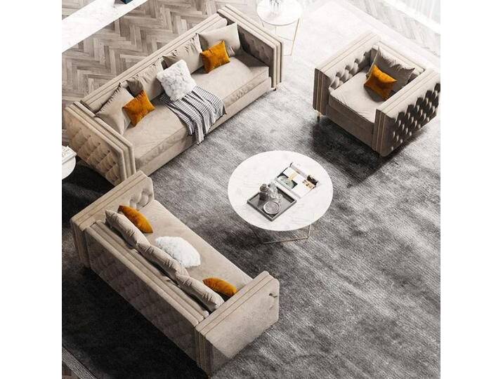 JVmoebel Chesterfield-Sofa Moderne Beige Chesterfield Sofasitzgruppe Wohnlandschaft, Made in Europa, beige JVmoebel Chesterfield-Sofa Moderne Beige Chesterfield Sofasitzgruppe Wohnlandschaft, Made in Europa, beige von OTTO