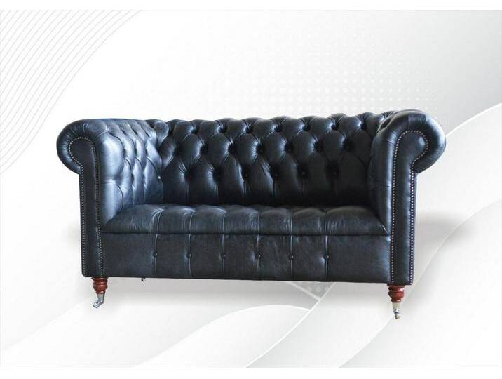JVmoebel Chesterfield-Sofa Samt Sofa Zweisitzer in Blau - Leder Couch Garnitur, Made in Europa, blau von OTTO