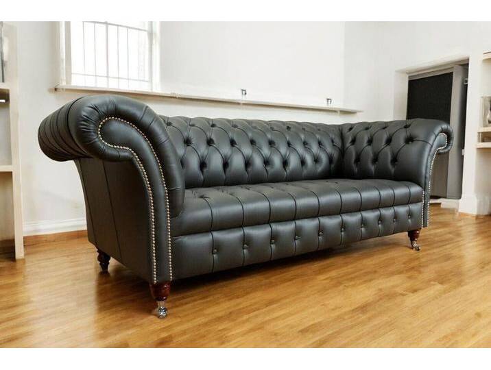 JVmoebel Chesterfield-Sofa Wohnzimmer Chesterfield Design Sofas Dreisitzer 100% Leder Sofort, 1 Teile, Made in Europa, schwarz von OTTO