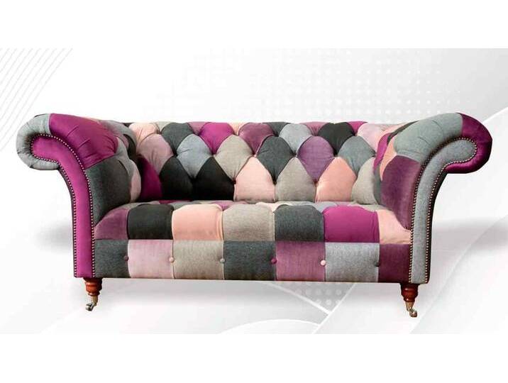 JVmoebel Chesterfield-Sofa Wohnzimmer Möbel Stoff Textil Bunte Dreisitzer Sofa Couch Polster Bunt, Made in Europa, bunt, Premium Kunstleder von OTTO