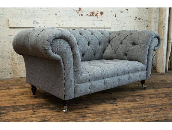 JVmoebel Chesterfield-Sofa Zweiersitzer Sofa aus Leder und Stoff in Grau – Polstergarnitur, Made in Europa, grau von OTTO