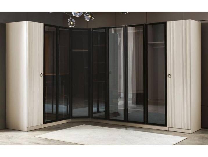 JVmoebel Eckkleiderschrank Eckschrank aus Holz in Schwarz – Schlafzimmermöbel Neuheiten (1-St., 1x Eckkleiderschrank) Made in Europa, schwarz weiß von OTTO