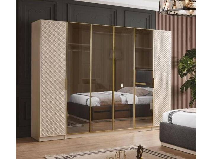 JVmoebel Eckkleiderschrank Elegant Kleiderschrank im Schlafzimmer luxuriös Holz Möbel Schränke (1-St., 1x Kleriderschrank) Made in Europa, beige von OTTO