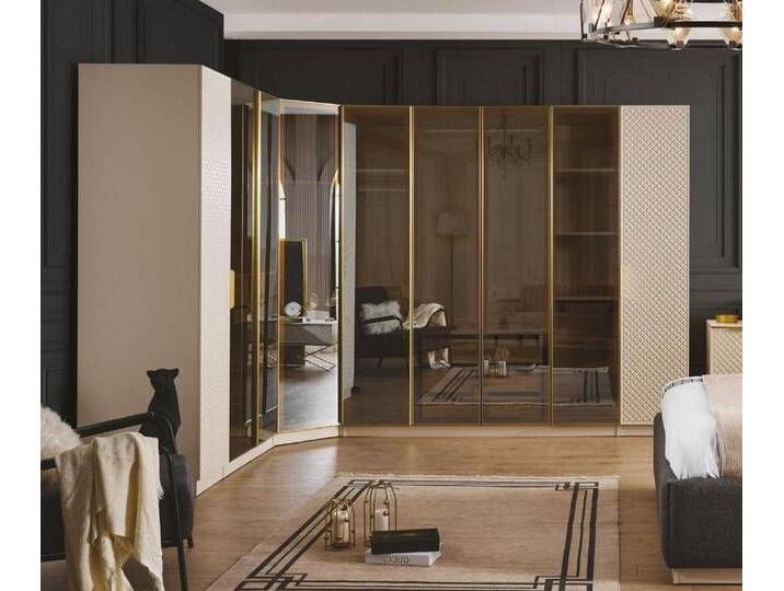 JVmoebel Eckkleiderschrank Elegant Modern Eckschrank Schlafzimmer Holz Möbel Schrank Beige (1-St., 1x Kleiderschrank) Made in Europa, beige von OTTO